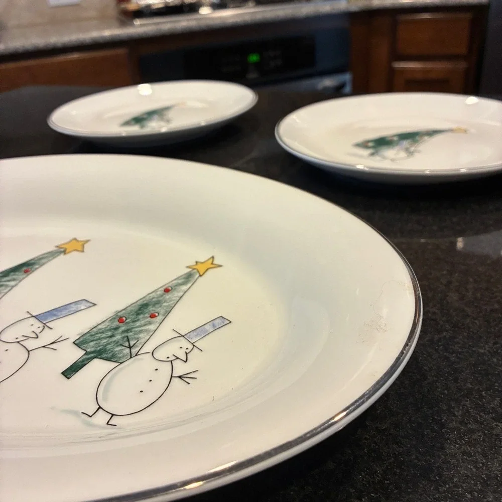 Eddie Bauer 90s Collectible Christmas Dinnerware Set 1 Serving and 4 Salad Plate